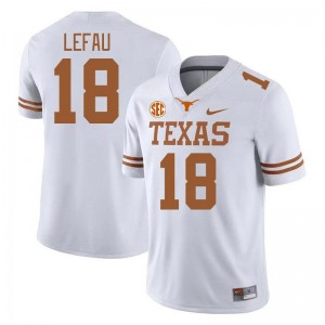 #18 Liona Lefau The Horns White Men Jersey Stitched SEC Conference