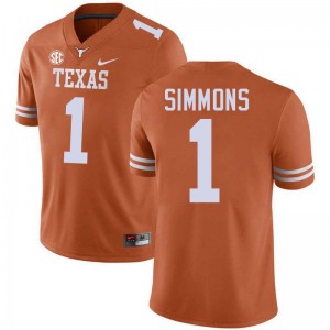 #1 Colin Simmons Texas Longhorns Texas Orange Mens Jersey High School Football