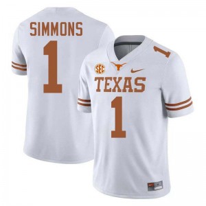 #1 Colin Simmons UT White Men's Jersey NCAA Football