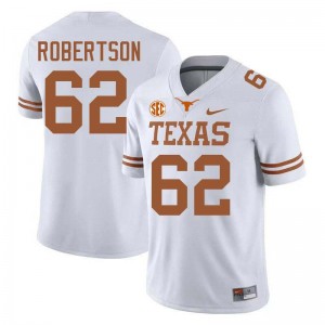 #62 Connor Robertson UT Austin White Mens Jersey Player Football