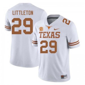 #29 Graceson Littleton Texas Longhorns White Men Jersey Embroidery Football