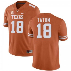 #18 Joe Tatum UT Texas Orange Men's Jersey Embroidery Football