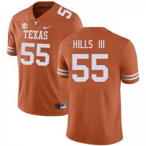 #55 Melvin Hills III The Horns Texas Orange Mens Jersey Replica Football