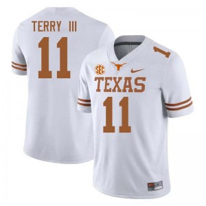 #11 Michael Terry III The Horns White Mens Jersey Limited Football