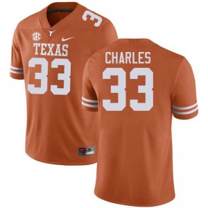 #33 Myron Charles UT Texas Orange Men Jersey NCAA Football