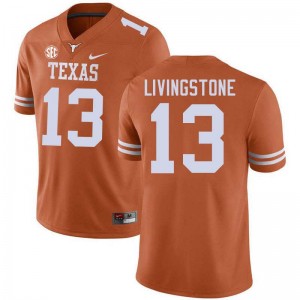 #13 Parker Livingstone Longhorns Texas Orange Men's Jersey Official Football