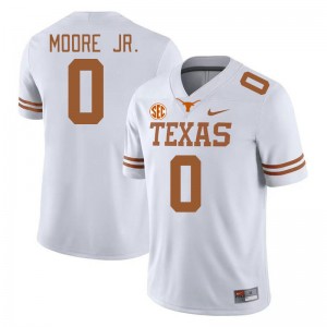 #0 DeAndre Moore Jr. Longhorns White Men Jersey Replica SEC Conference