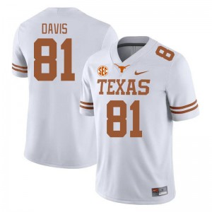 #81 Juan Davis Texas Longhorns White Men Jersey University SEC Conference
