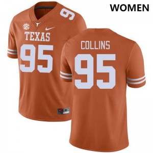 #95 Alfred Collins The Horns Texas Orange Women Jersey Official SEC Conference