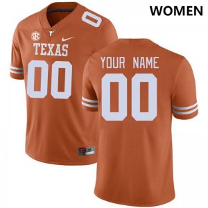 #00 Custom UT Texas Orange Women Jersey Stitched SEC Conference