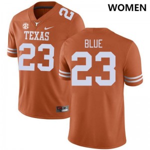 #23 Jaydon Blue Longhorns Texas Orange Womens Jersey Player SEC Conference
