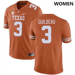 #3 Jaylon Guilbeau Longhorns Texas Orange Women Jersey Official SEC Conference