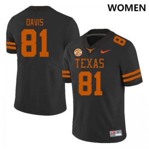 #81 Juan Davis Texas Longhorns Black Women's Jersey High School SEC Conference