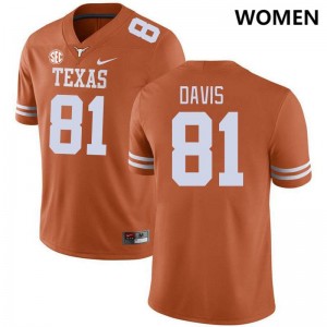 #81 Juan Davis Longhorns Texas Orange Womens Jersey Game SEC Conference