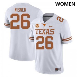 #26 Quintrevion Wisner Longhorns White Women's Jersey Game SEC Conference