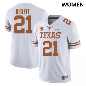 #21 Ryan Niblett UT White Womens Jersey Alumni SEC Conference