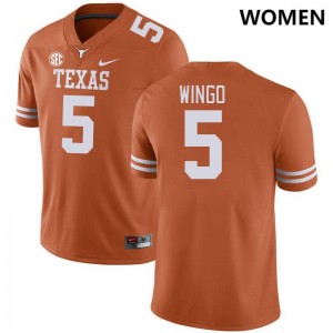 #5 Ryan Wingo The Horns Texas Orange Womens Jersey Replica SEC Conference