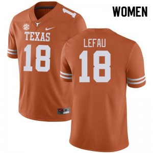 #18 Liona Lefau University of Texas Texas Orange Womens Jersey High School SEC Conference