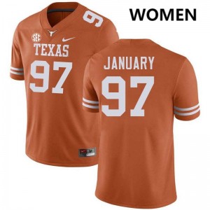 #97 Alex January UT Austin Texas Orange Womens Jersey Alumni Football