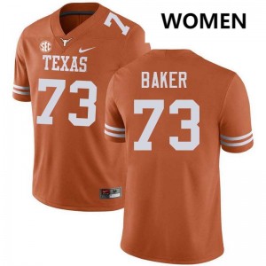 #73 Brandon Baker UT Austin Texas Orange Women's Jersey Alumni Football