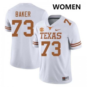 #73 Brandon Baker Longhorns White Women Jersey Player Football