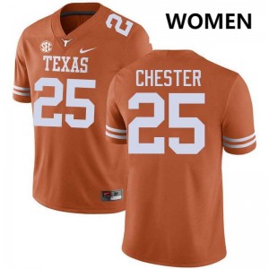 #25 Caleb Chester Texas Longhorns Texas Orange Women's Jersey University Football
