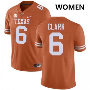 #6 Christian Clark Texas Longhorns Texas Orange Women Jersey Official Football