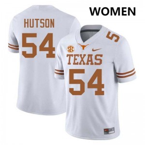#54 Cole Hutson Longhorns White Women Jersey Official Football