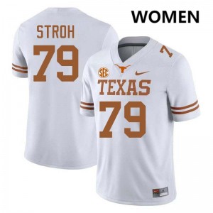 #79 Connor Stroh Texas White Womens Jersey Stitched Football