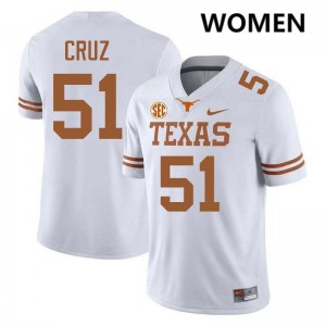 #51 Daniel Cruz Texas White Womens Jersey Official Football
