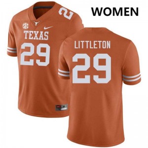 #29 Graceson Littleton University of Texas Texas Orange Women Jersey Limited Football