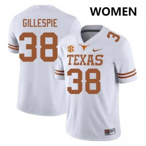 #38 Graham Gillespie University of Texas White Women Jersey University Football