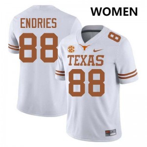 #88 Jack Endries Texas White Women Jersey NCAA Football