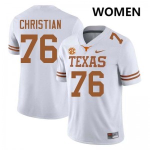 #76 Jackson Christian Texas Longhorns White Women's Jersey University Football