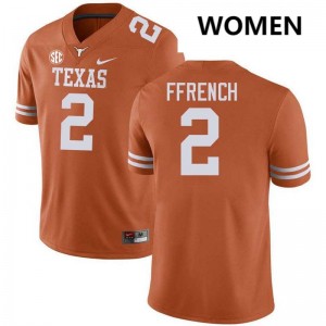 #2 Jaime Ffrench UT Austin Texas Orange Womens Jersey Game Football