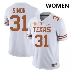 #31 James Simon UT White Women Jersey Embroidery Football