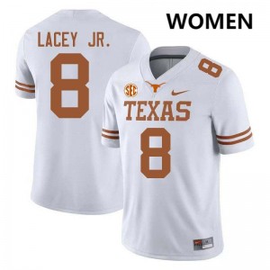 #8 Karle Lacey Jr. The Horns White Women Jersey Stitched Football