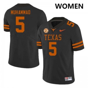 #5 Malik Muhammad UT Austin Black Womens Jersey Limited Football