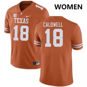 #18 Matthew Caldwell University of Texas Texas Orange Women Jersey NCAA Football