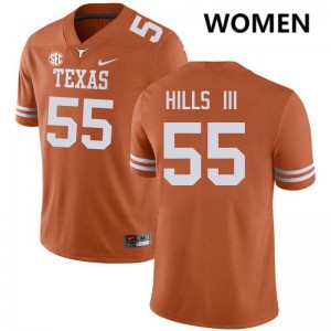 #55 Melvin Hills III UT Texas Orange Womens Jersey 2025-26 Football