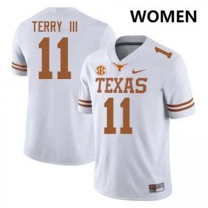 #11 Michael Terry III Longhorns White Women's Jersey Replica Football