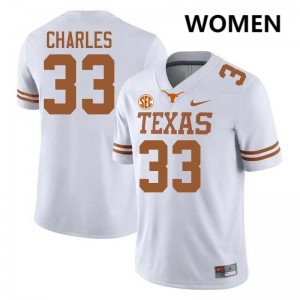 #33 Myron Charles UT White Women's Jersey High School Football