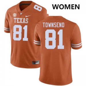 #81 Nick Townsend The Horns Texas Orange Women Jersey 2025 Football