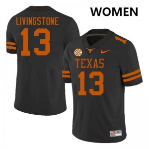 #13 Parker Livingstone Longhorns Black Womens Jersey Player Football