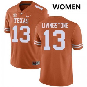 #13 Parker Livingstone Texas Longhorns Texas Orange Women's Jersey Alumni Football