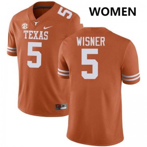 #5 Quintrevion Wisner UT Texas Orange Women Jersey Alumni Football