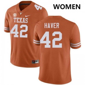 #42 Tate Haver The Horns Texas Orange Women's Jersey 2025-26 Football