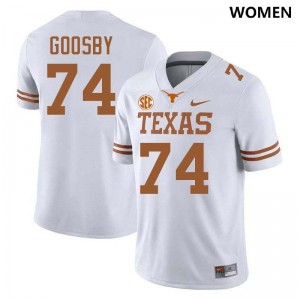 #74 Trevor Goosby University of Texas White Women's Jersey Replica Football