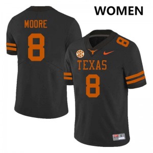 #8 Trey Moore Texas Black Women's Jersey Player Football