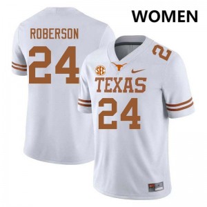 #24 Warren Roberson Longhorns White Women Jersey Game Football